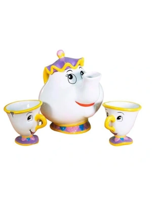 Beauty and the Beast Teapot and 2 Cups